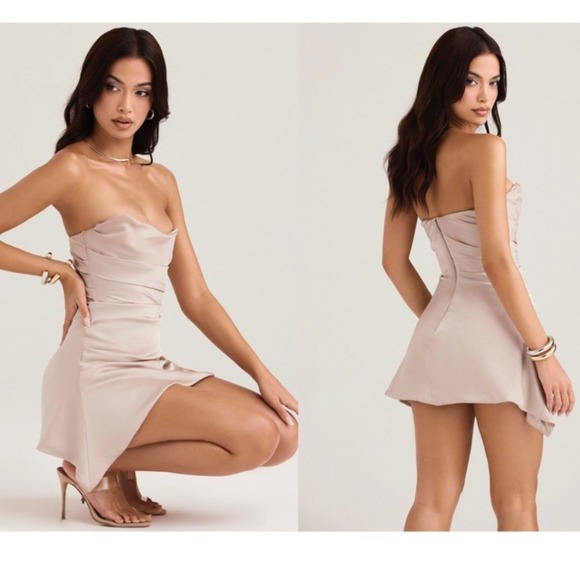 HOUSE OF CB 'Jasmine' Oyster Draped Strapless Corset Dress/Size S NWOT - Picture 12 of 13